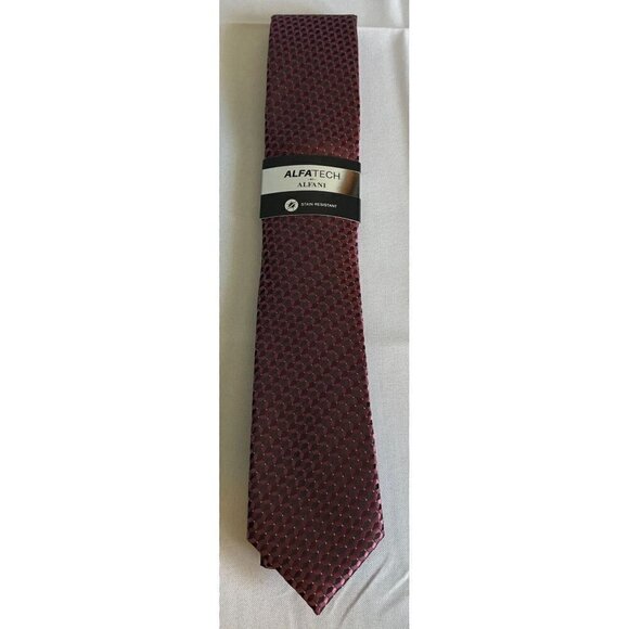AlfaTech by Alfani Mens Wine/Black Geometric Neck Tie NEW - Picture 6 of 13